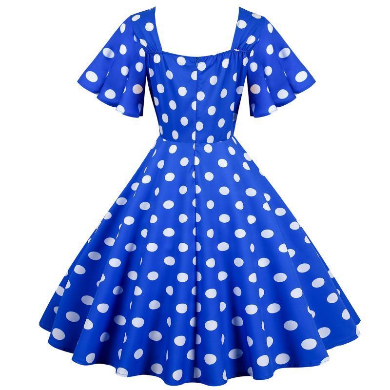 Robe Rockabilly pour femmes avec un motif amusant à pois et un ourlet flottant Levoire