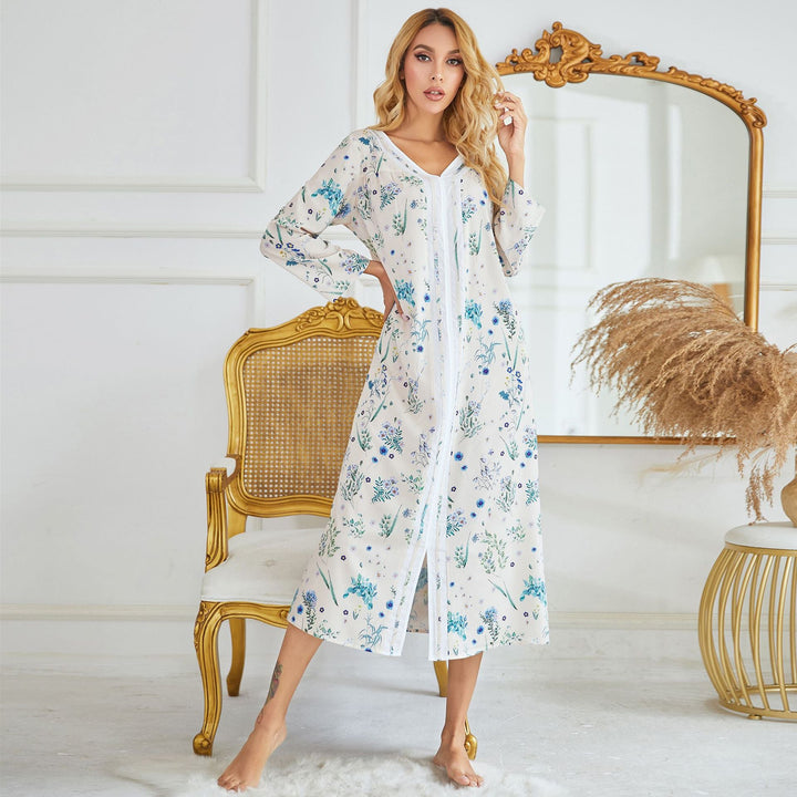 Levoire | Chemise de nuit imprimée Automne Hiver Robe de nuit en tricot imprimée