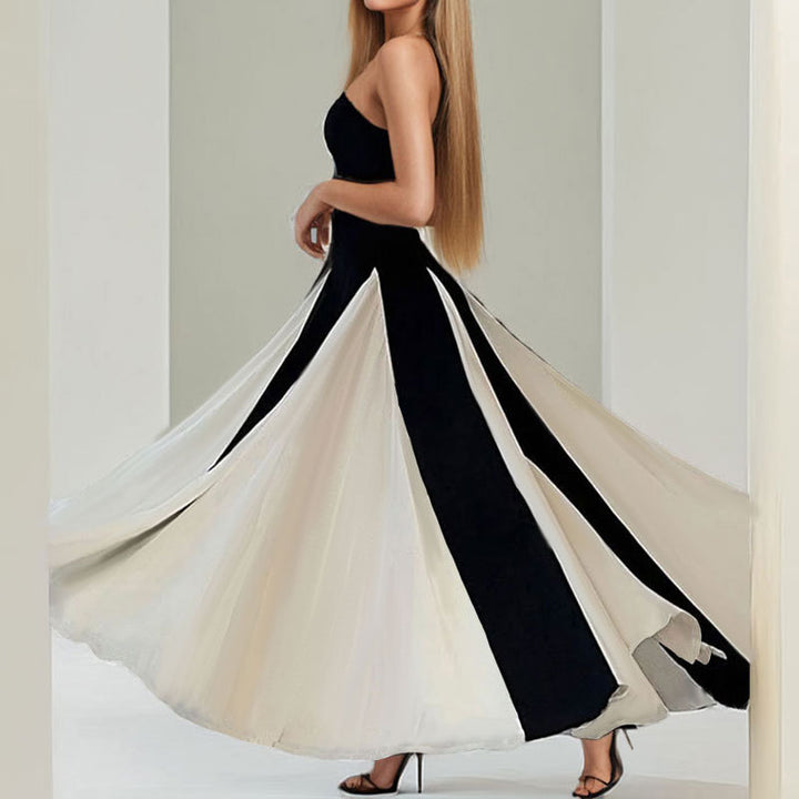 Robe de soirée élégante pour femmes avec encolure en cœur et inserts verticaux Levoire