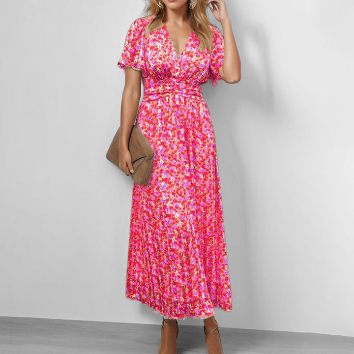 Robe maxi fluide pour femme avec design floral et décolleté en V Levoire