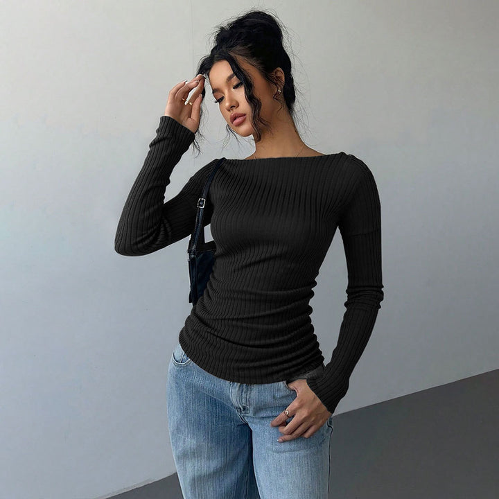 Chemise à manches longues pour femmes avec décolleté épaule dénudée et élégant effet froncé Levoire