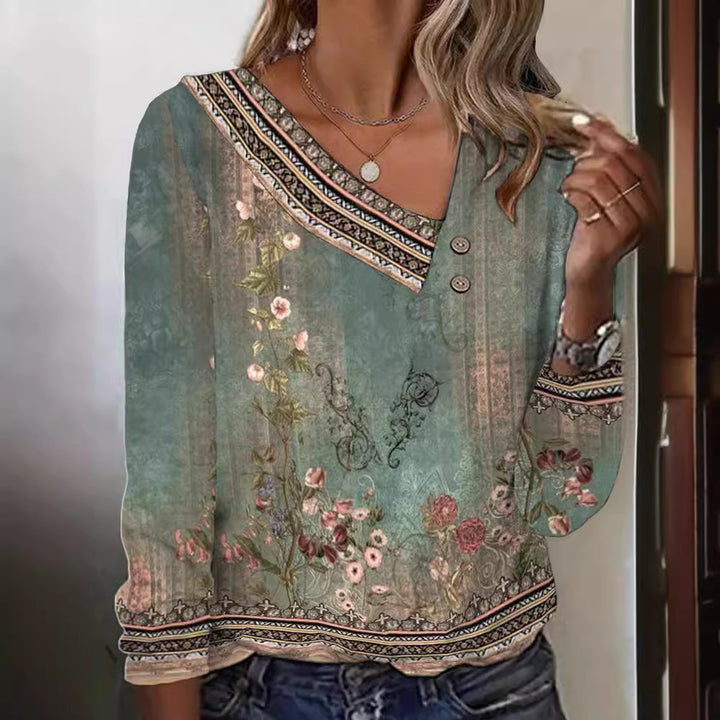 Blouse pour femme avec motif floral et col en V élégant Levoire