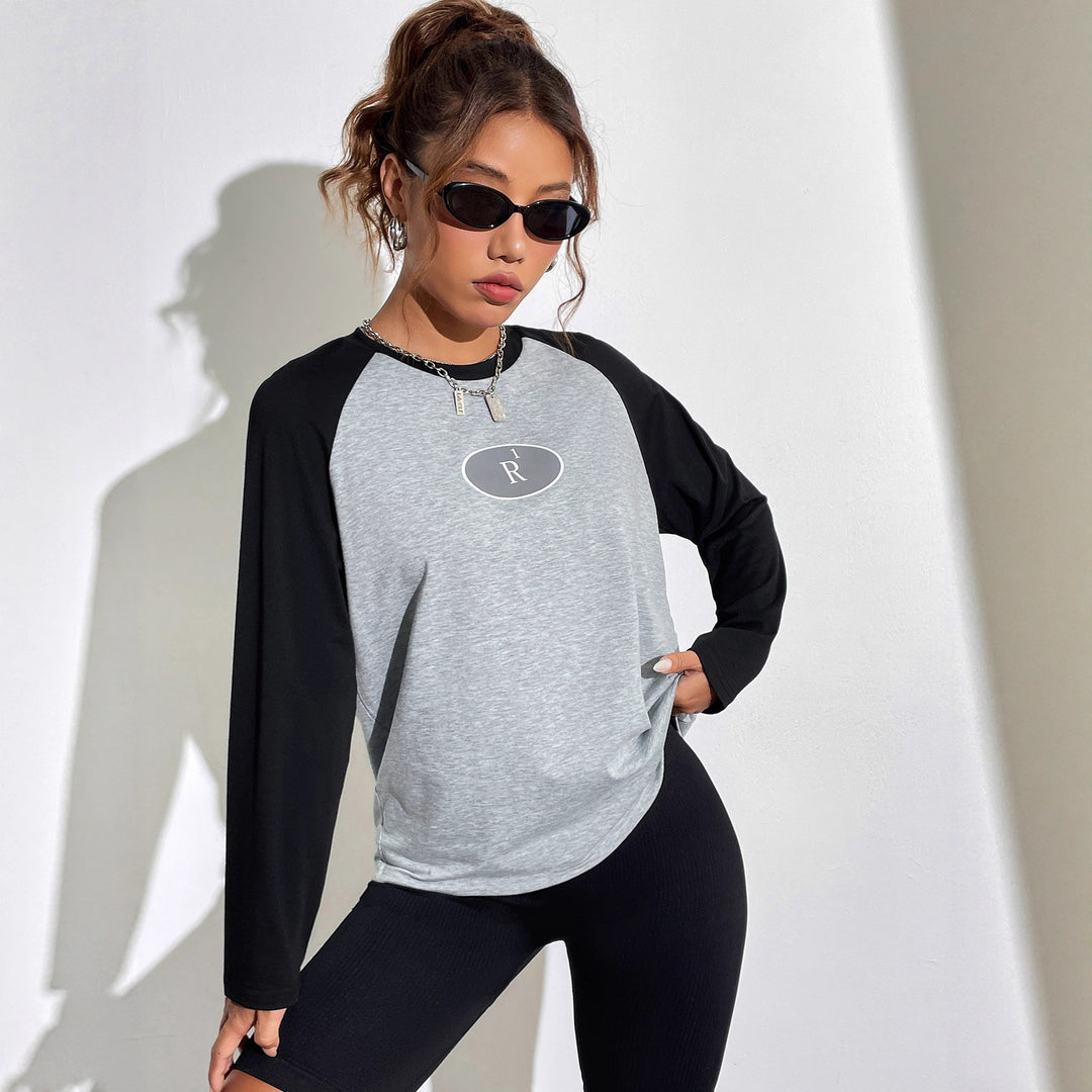 T-shirt Raglan Décontracté pour Femme avec Design Graphique Levoire