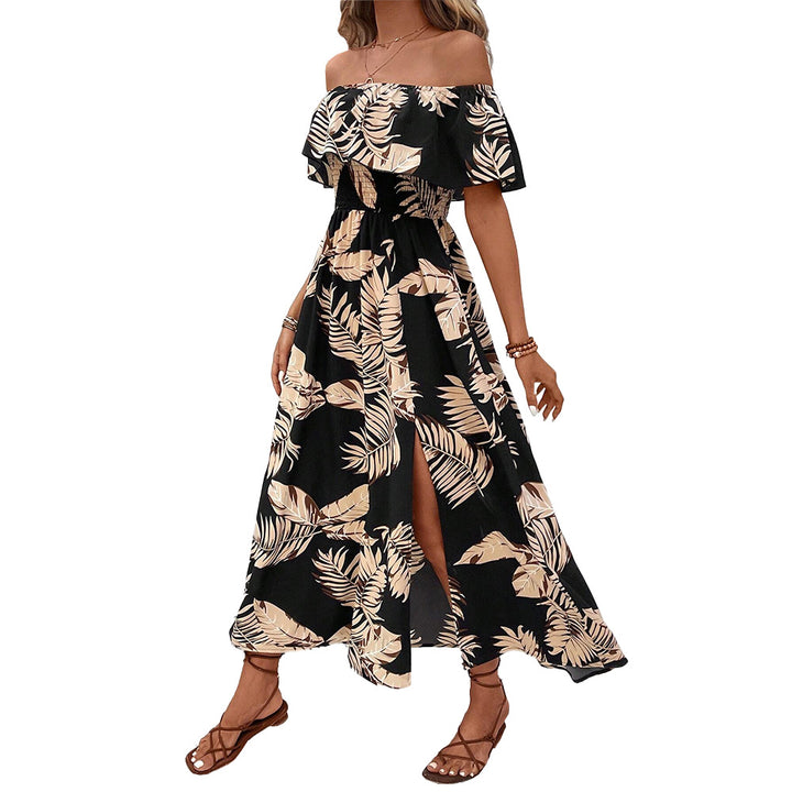 Robe maxi femme avec design hors-épaule et élégante bordure à volants Levoire