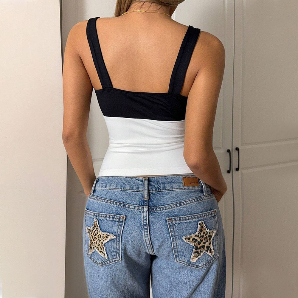Haut court élégant pour femmes avec design asymétrique et couleurs contrastées Levoire