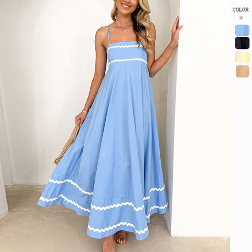 Robe maxi d'été pour femmes en coupe A-line élégante avec des ornements décoratifs sophistiqués Levoire