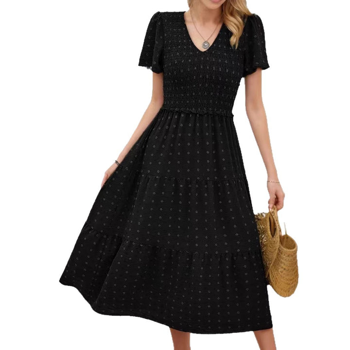 Robe midi femme avec taille élastique et détails volantés Levoire
