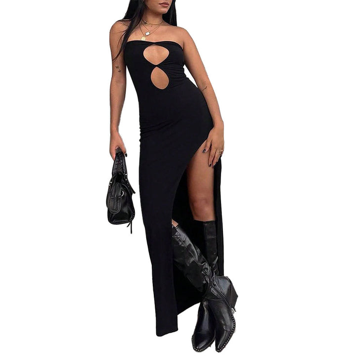 Robe maxi femme avec fente asymétrique et détails découpés Levoire