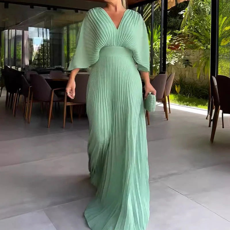 Levoire | Robe Plissée Classique Vert