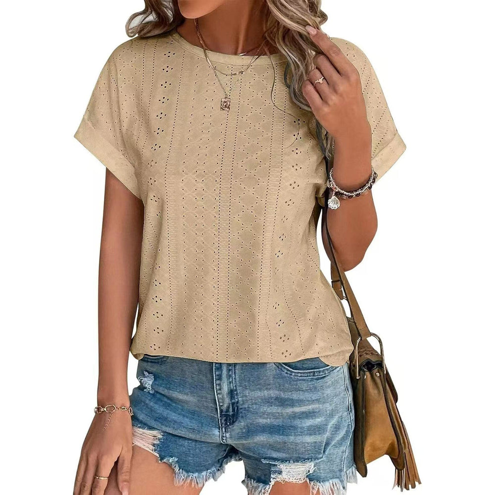Levoire | T-shirt décontracté à col rond à manches courtes Abricot