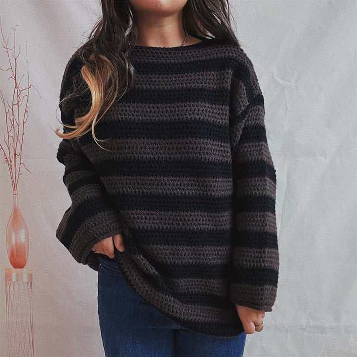 Levoire | En Tricot Rayé Décontracté Noir