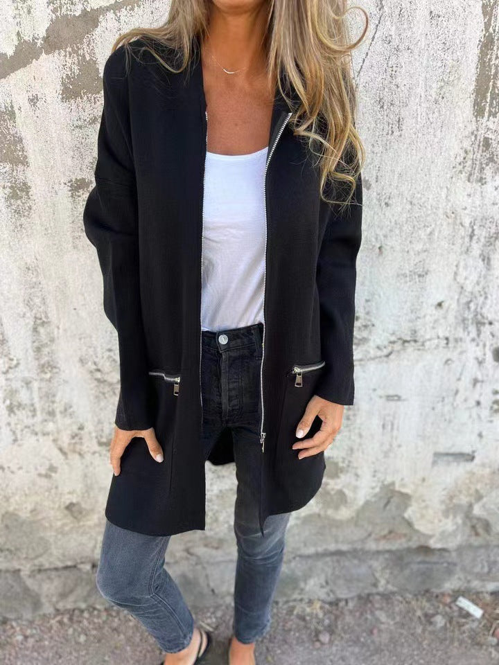 Veste surdimensionnée pour femmes avec poches zippées pratiques Levoire