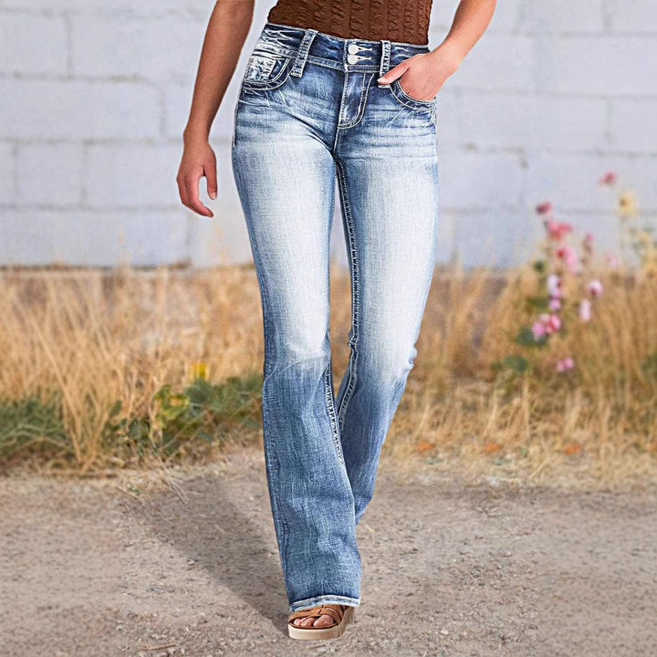 Jean Bootcut Femme à Taille Haute et Look Vintage Décontracté Levoire