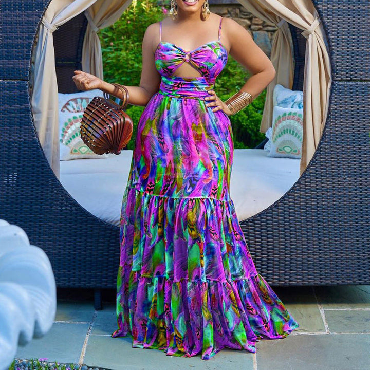 Levoire | Robe Maxi à Imprimé Élégant avec Dos Dégagé Image 3