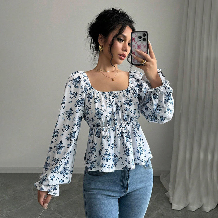 Blouse femme avec design floral et manches volumineuses Levoire