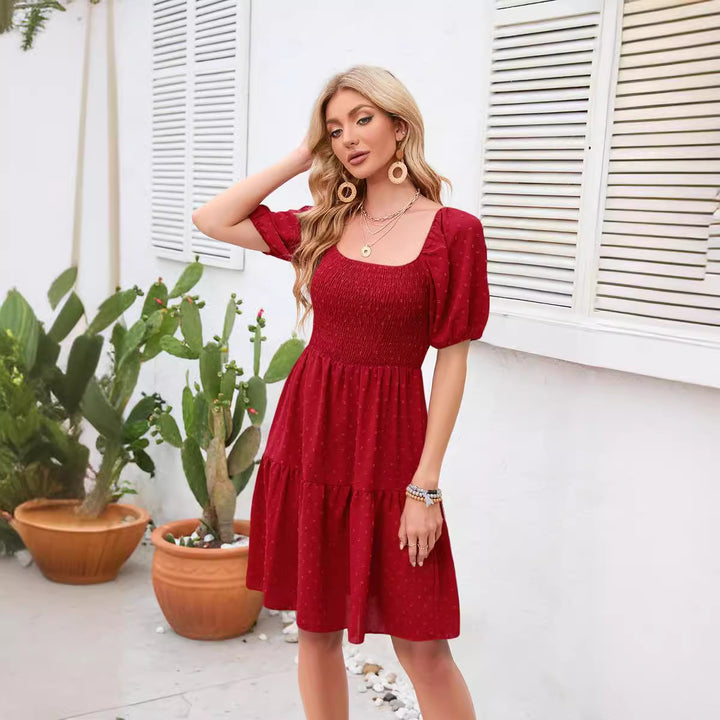 Robe chemise aérienne pour femme avec manches ballon et ourlet en volants Levoire