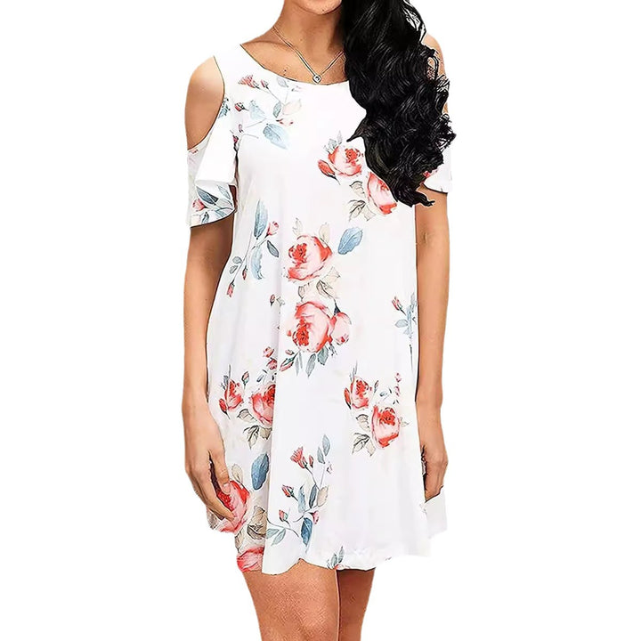 Robe d'été pour femmes avec design floral et découpe à épaule dénudée Levoire