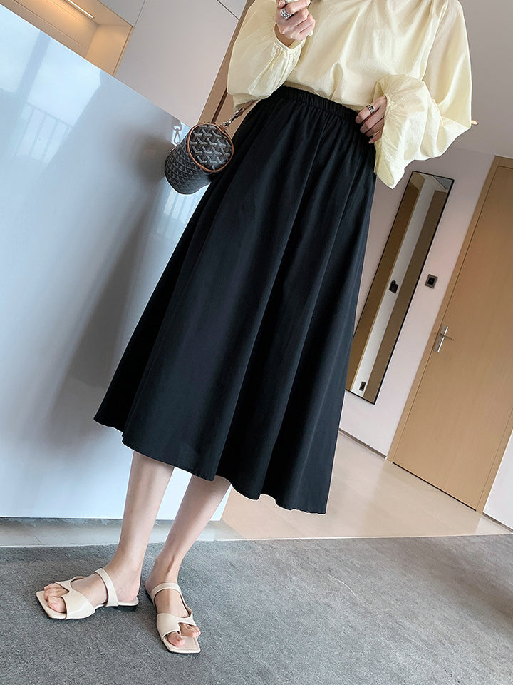 Jupe midi pour femmes avec taille élastique et ourlet évasé Levoire