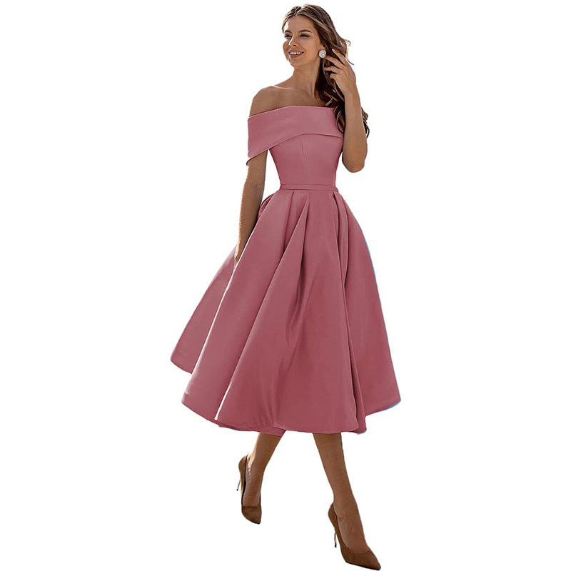 Levoire | Robe de soirée satinée sans bretelles lässig Camée marron