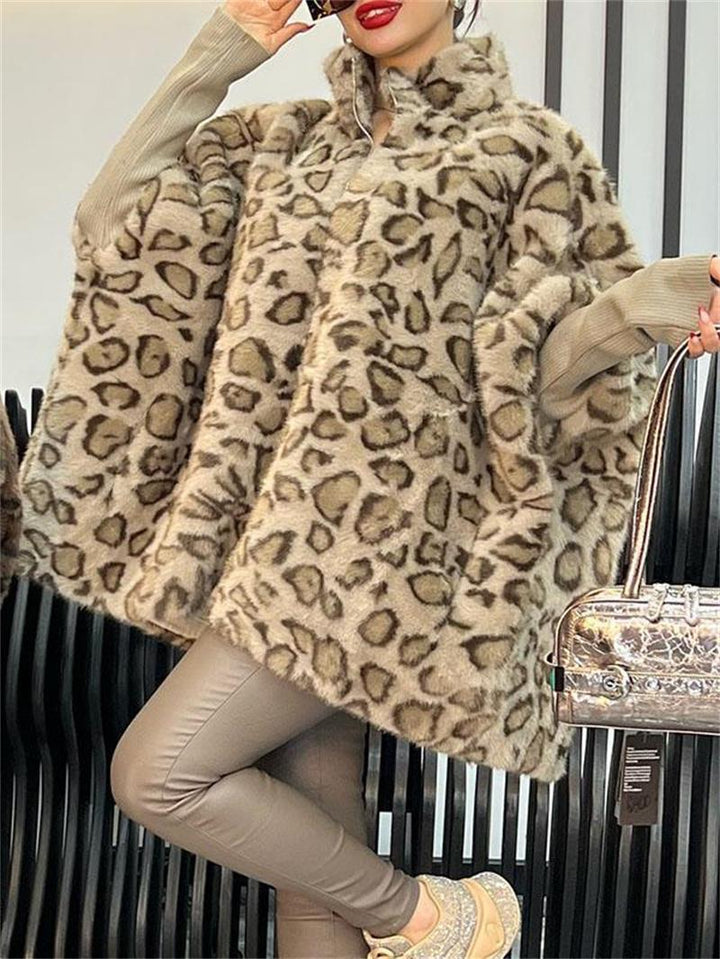 Manteau matelassé pour femmes avec motif léopard et col montant Levoire