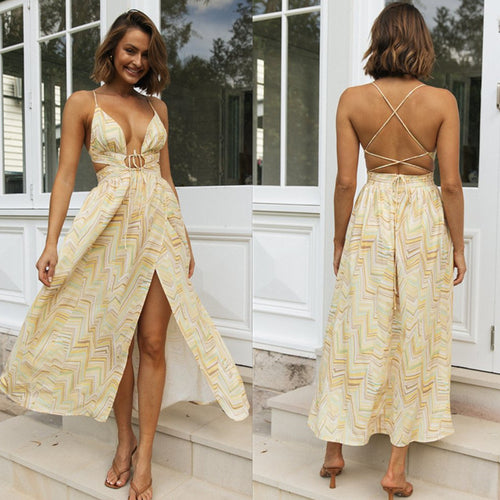 Robe maxi femme avec un détail de nœud complexe et une fente haute Levoire