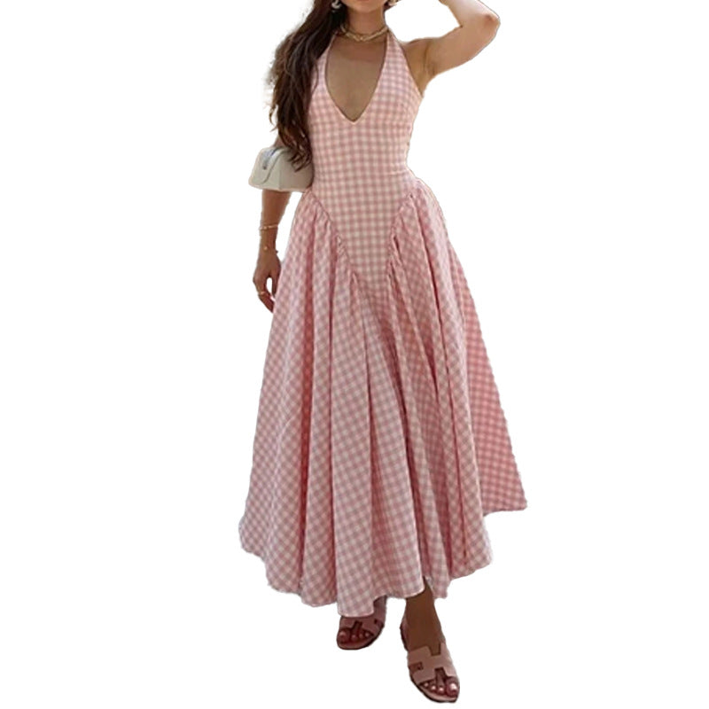 Robe maxi femme avec décolleté en V et jupe évasée Levoire
