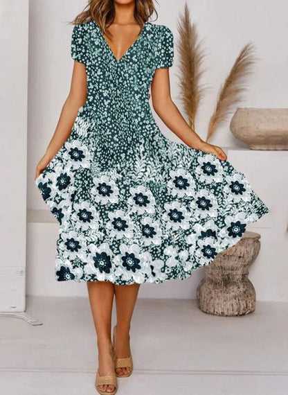 Levoire | Robe mini à imprimé floral à décolleté en V Vert
