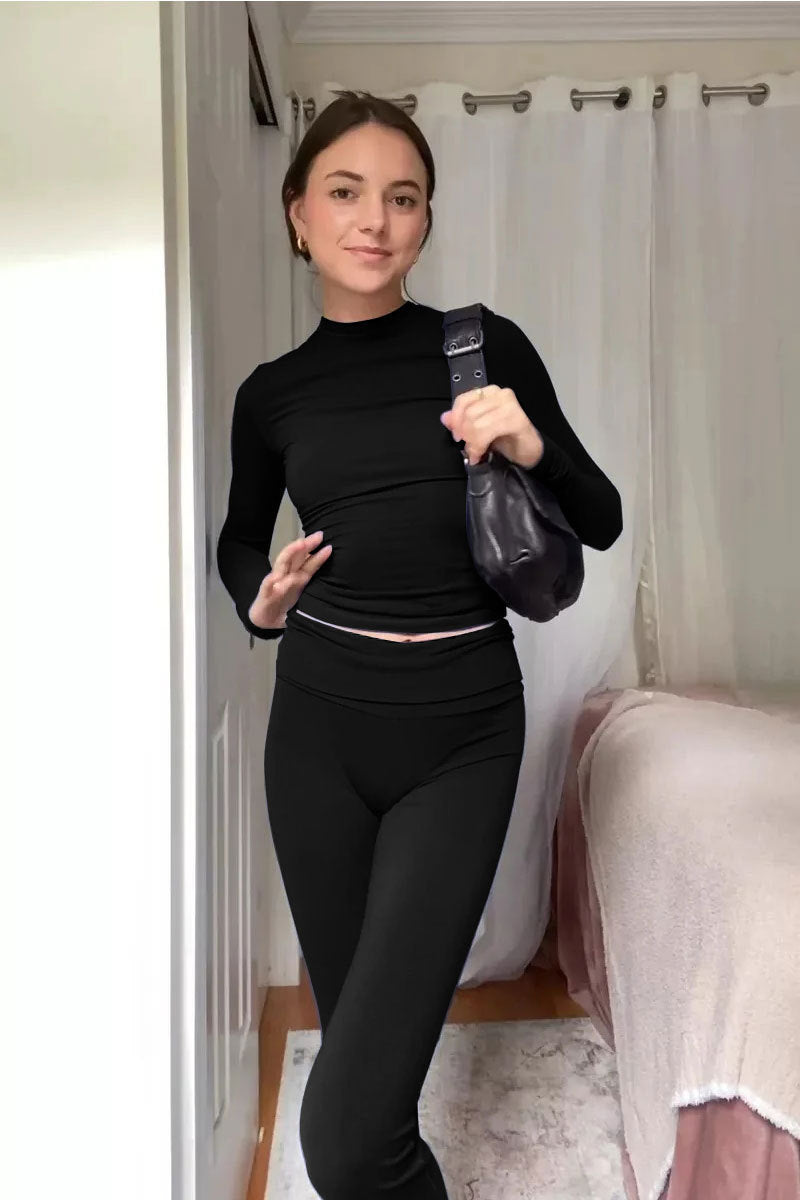 Levoire | Ensemble Deux Pièces Haute Gamme Hongkong Rétro Set ensemble à manches longues noir