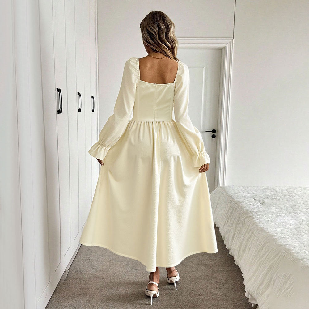 Robe maxi élégante pour femmes avec cordon sophistiqué et manches bouffantes Levoire