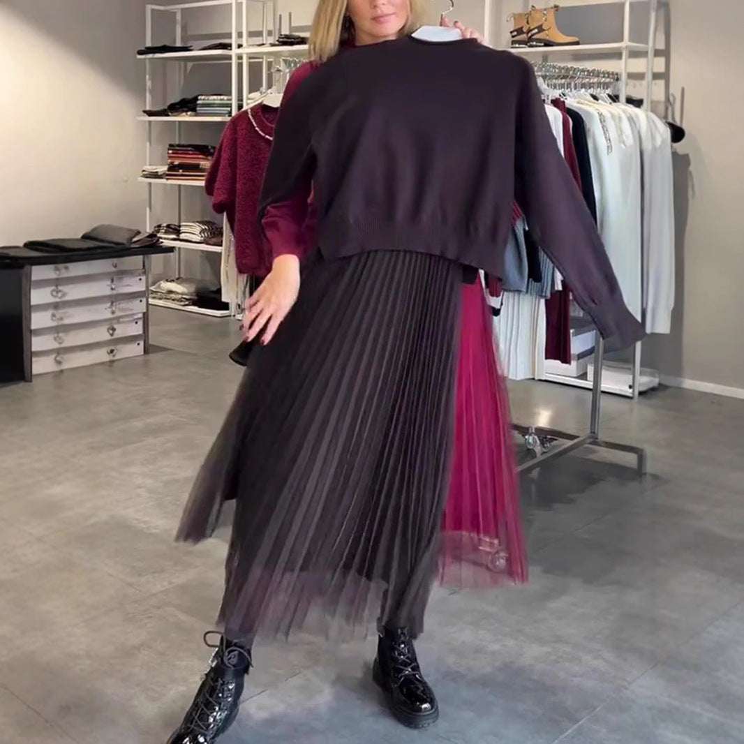 Robe maxi plissée pour femmes avec superposition élégante et haut chic Levoire