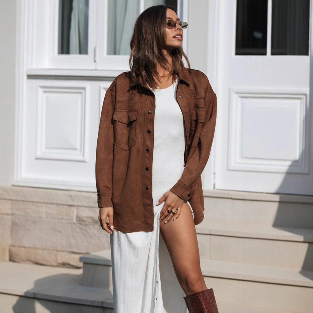 Blouse surdimensionnée pour femmes en imitation suède douce Levoire