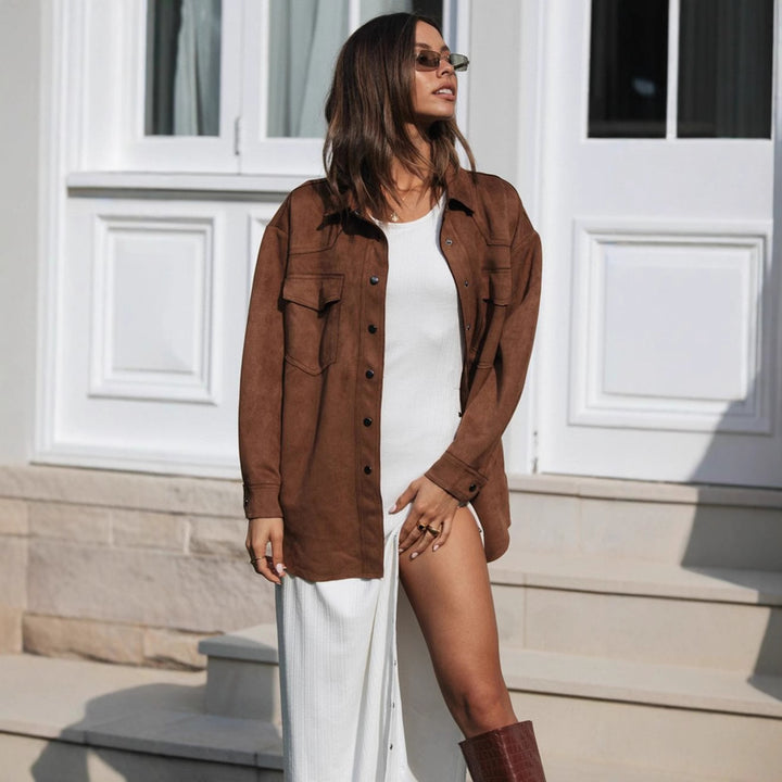 Blouse surdimensionnée pour femmes en imitation suède douce Levoire
