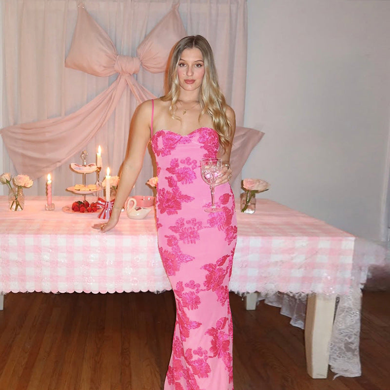 Robe de soirée élégante pour femmes avec bordure en dentelle florale Levoire