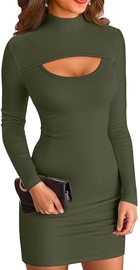 Robe mini ajustée pour femmes avec col haut et découpe Levoire