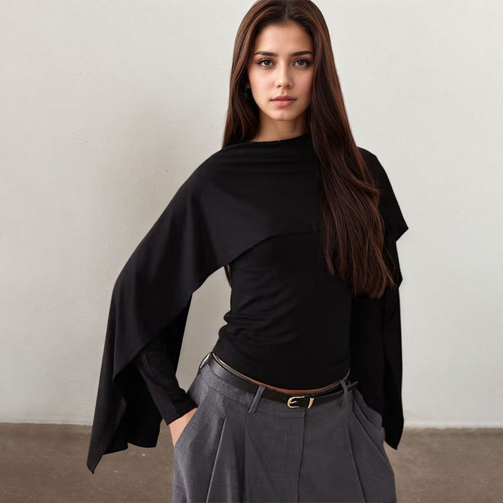 Top Élegant pour Femmes avec Design Asymétrique et Manches Amples Levoire