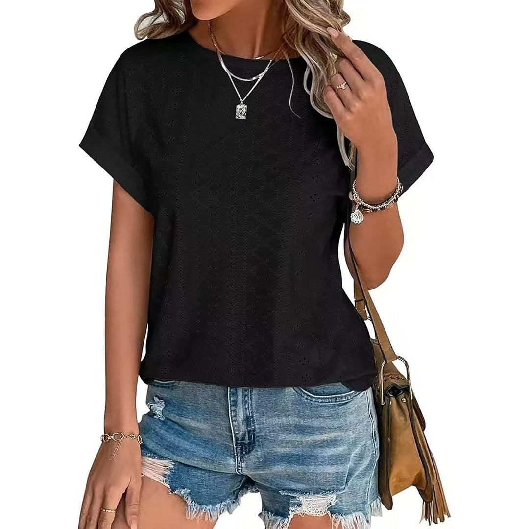 Levoire | T-shirt décontracté à col rond à manches courtes noir