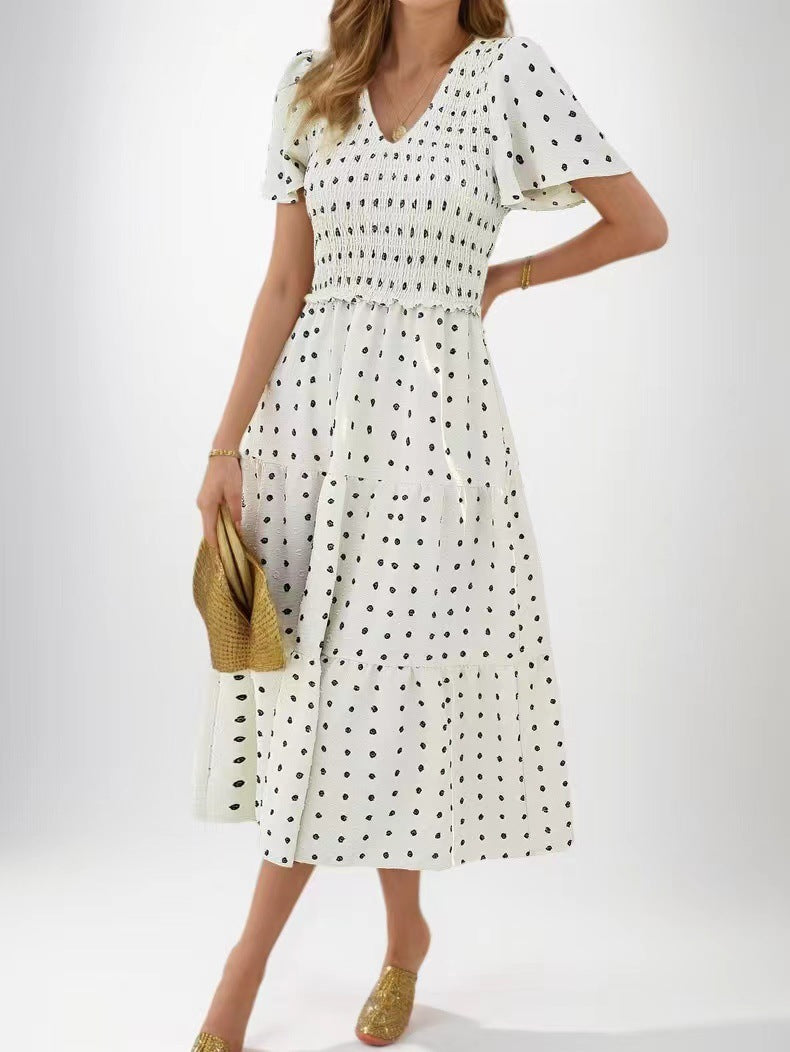 Robe midi femme avec taille élastique et détails volantés Levoire