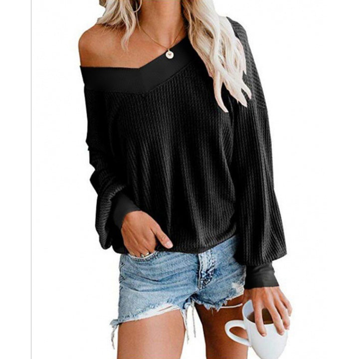 Pull en maille décontracté femme à épaules dénudées avec manches volumineuses Levoire