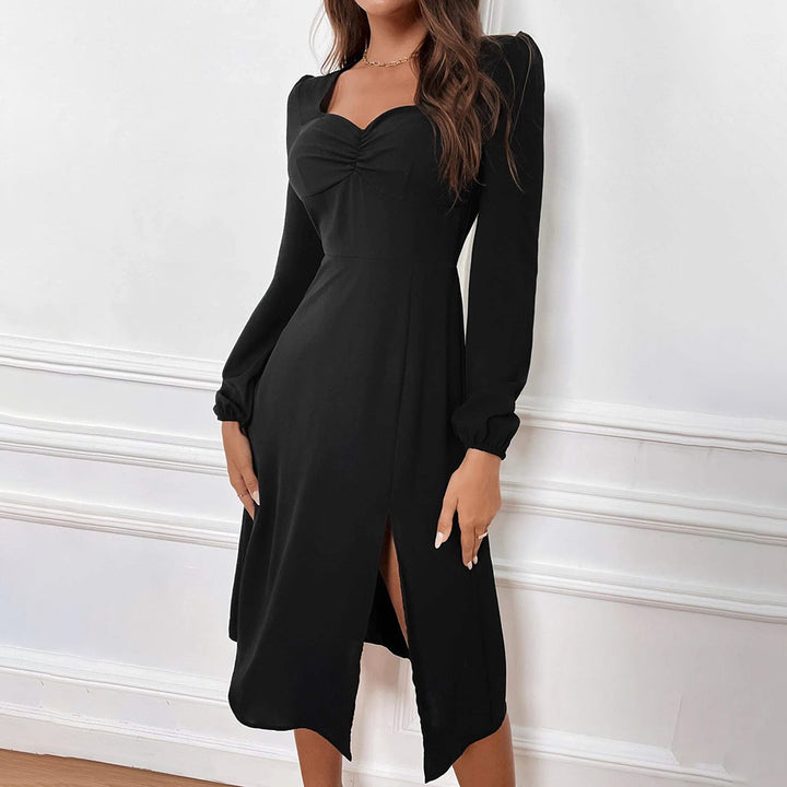 Robe Midi Femmes avec Rassemblement Élégant et Fente Latérale Levoire