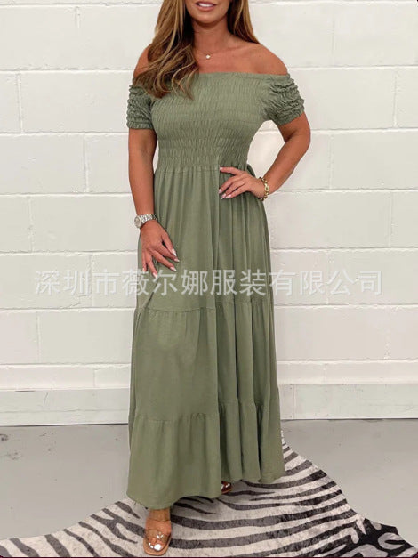 Levoire | Robe en A à couches à manches courtes Robe en A à couches Vert olive