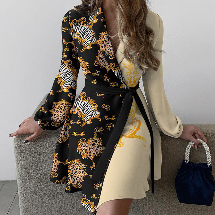 Robe portefeuille pour femmes avec imprimé artistique et manches élégantes Levoire