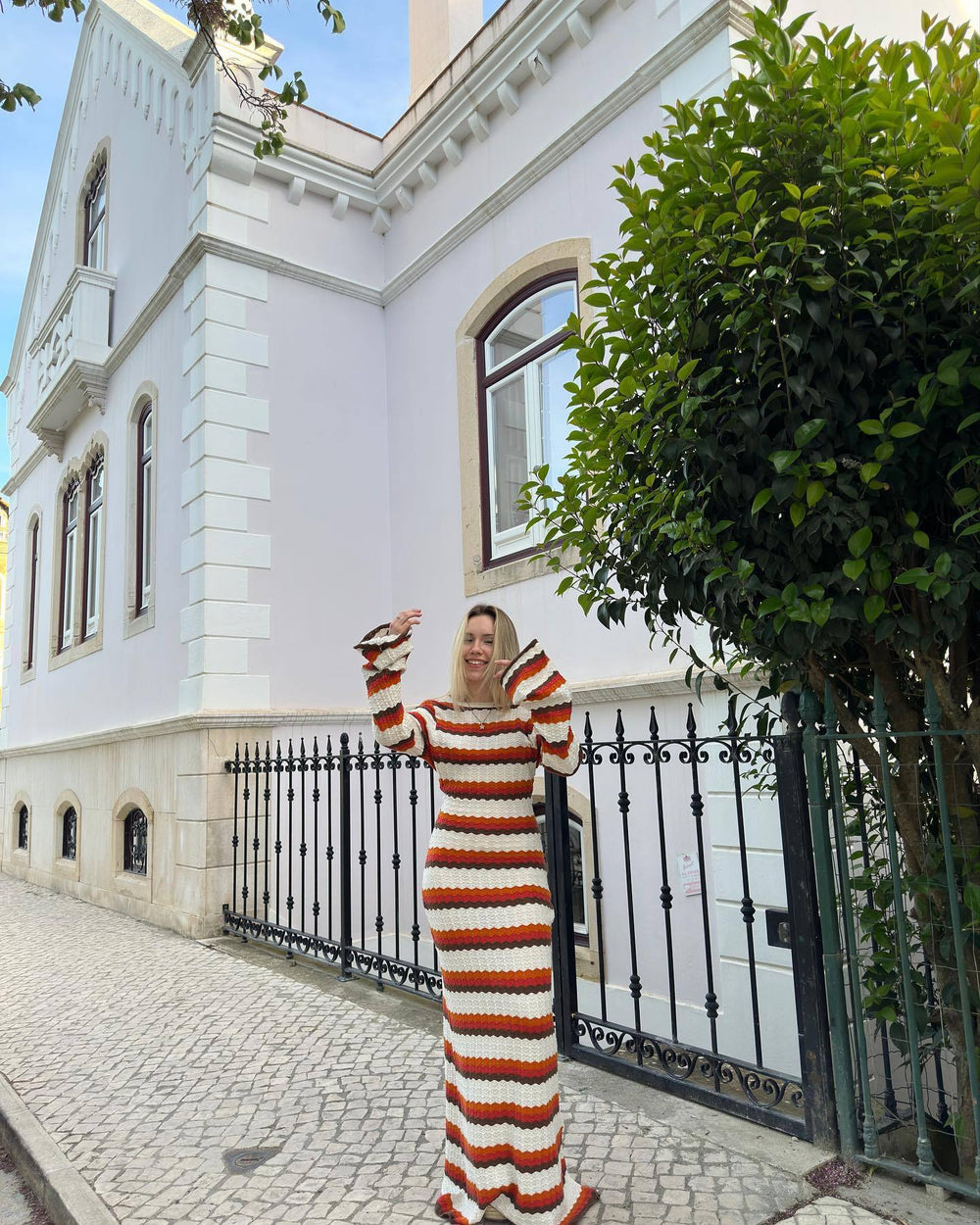 Levoire | Robe Maxi Rayée Avec Décolleté En Tricot