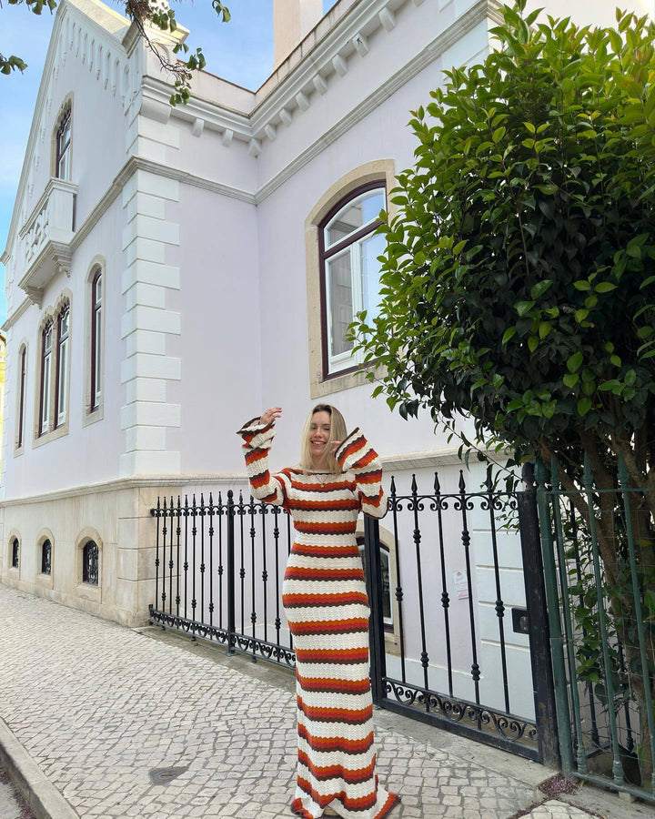 Levoire | Robe Maxi Rayée Avec Décolleté En Tricot