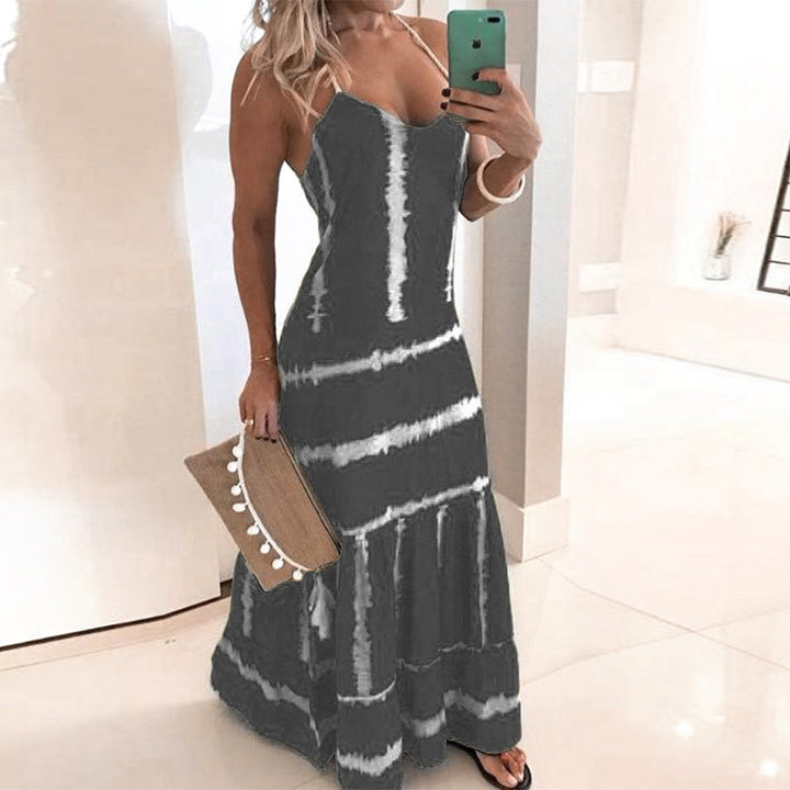 Robe maxi à bretelles spaghetti pour femmes avec détails de florescence Levoire