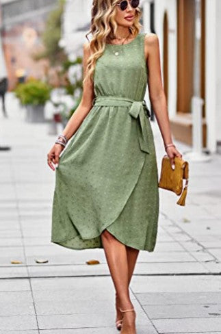 Robe portefeuille pour femme avec des points brillants et ceinture à la taille Levoire
