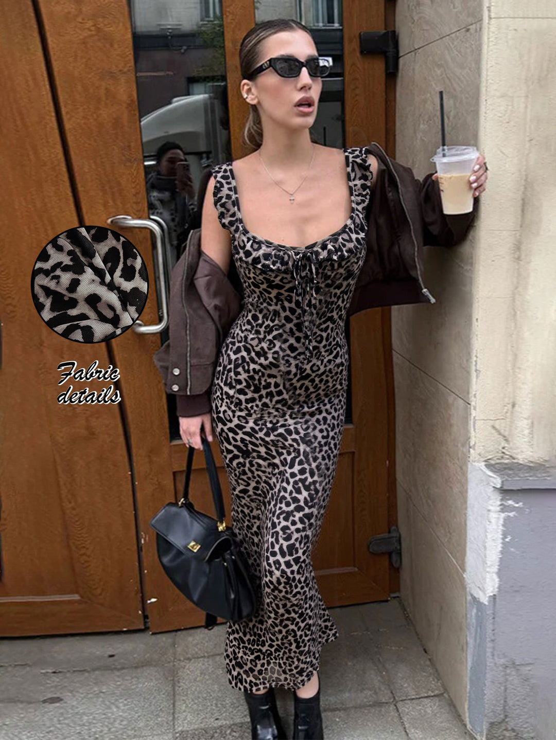 Robe maxi femme avec imprimé léopard et décolleté séduisant Levoire