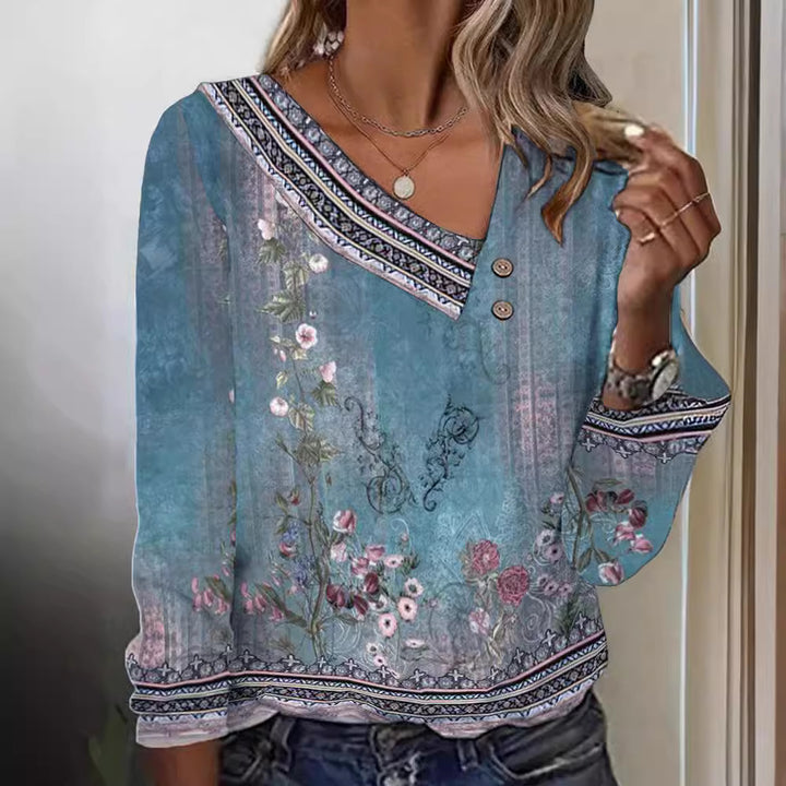 Blouse pour femme avec motif floral et col en V élégant Levoire