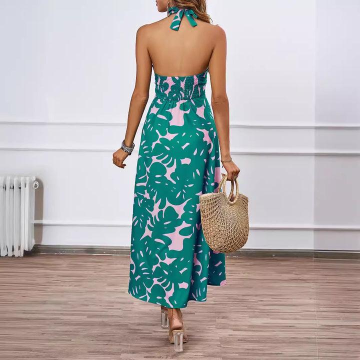 Robe maxi femme avec design à épaules dénudées et motif floral Levoire
