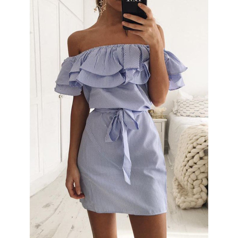 Robe mini femme avec volants et ceinture à nouer Levoire