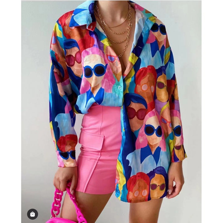 Blouse transparente pour femmes avec imprimé coloré et coupe décontractée Levoire